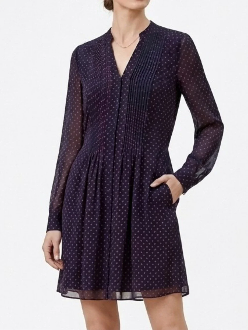 DVF Diane von Furstenberg Kourtni Silk Dress Alexander Navy Bromley Dot 10 NWT